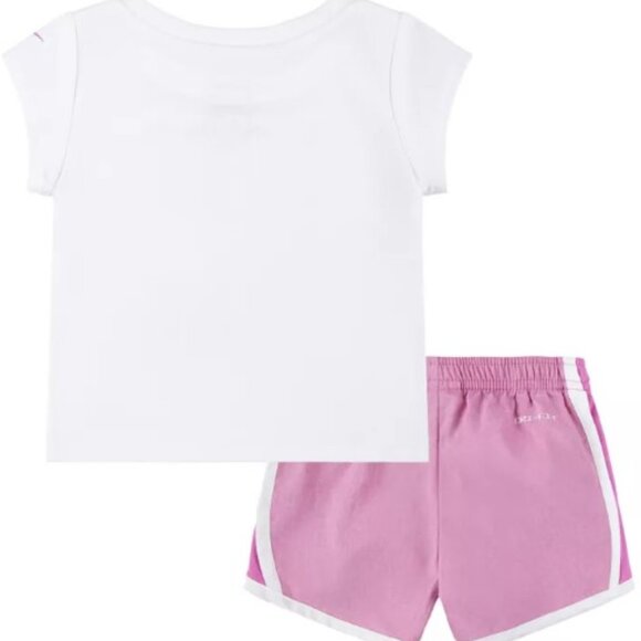 NWT Nike Baby Girls Dri-Fit Tee & Printed Shorts Set MSRP $38 Playful Pink - Picture 2 of 9